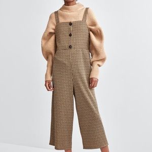 Zara Houndstooth Cropped Jumpsuit